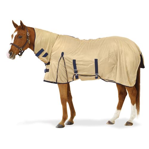 Equi-Essentials Softmesh Fly Sheet w/Neck - Tan/Navy