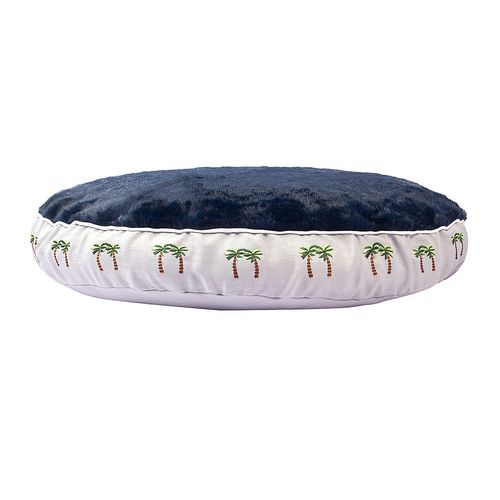Halo Round Dog Bed - Cashmere Blue/Palm Trees