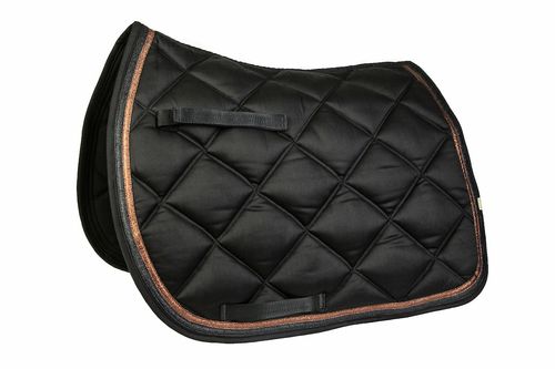 Lettia Rosegold Dressage Pad - Black/Rose Gold Trim