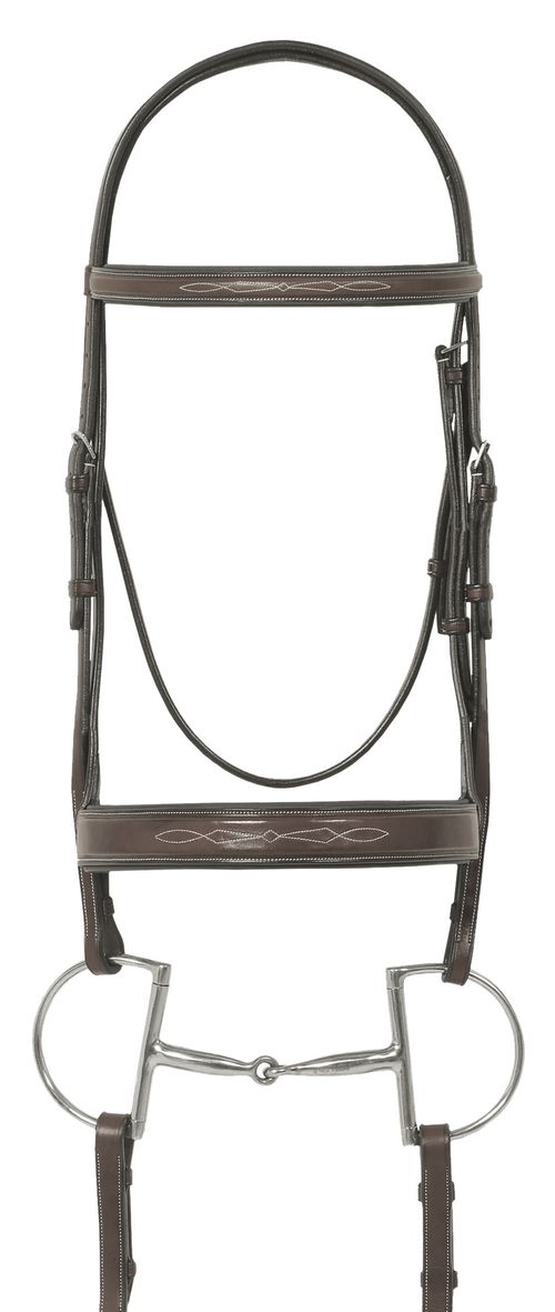 Ovation Elite Fancy Raised Flat Wide Noseband Traditional Crown - Dark Brown