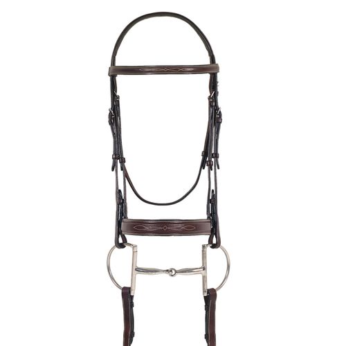 Ovation Elite Fancy Stitched Wide Noseband Comfort Crown Bridle - Dark Brown