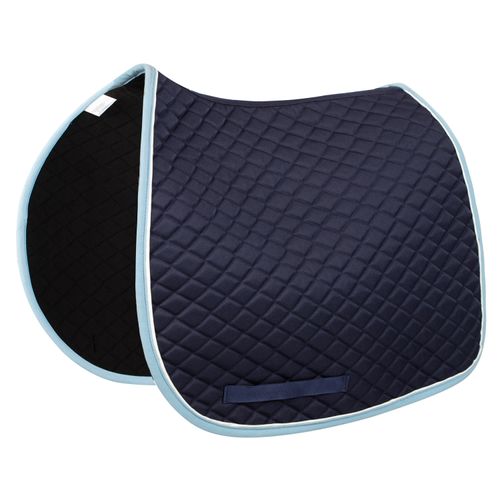 TuffRider Basic All Purpose Saddle Pad w/Trim and Piping - Navy/Light Blue/White