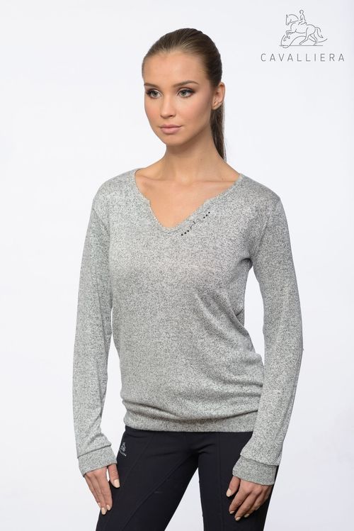 Cavalliera Women's Class Viscose Jersey Loose Sweater - Grey Melange