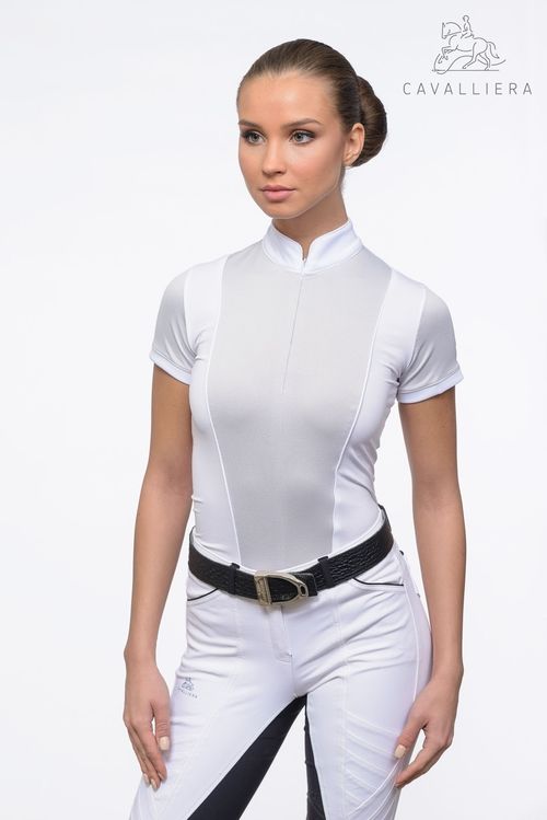 Cavalliera Women's Flair Short Sleeve Show Shirt - White/Grey