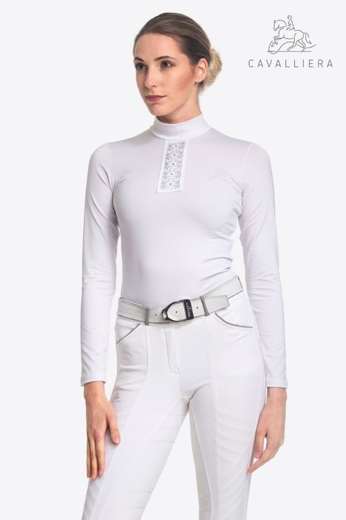 Cavalliera Women's Silver Pop Long Sleeve Show Shirt - White