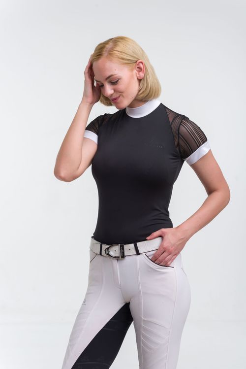 Cavalliera Women's Contessa Short Sleeve Show Shirt - Black
