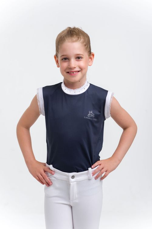 Cavalliera Kids' Crystal Sleeveless Show Shirt - Navy Blue