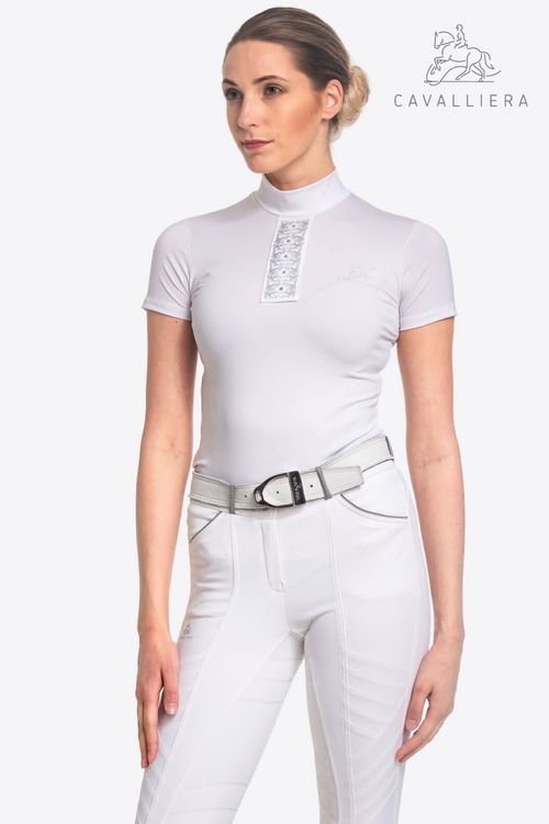 Cavalliera Women's Silver Pop Short Sleeve Show Shirt - White