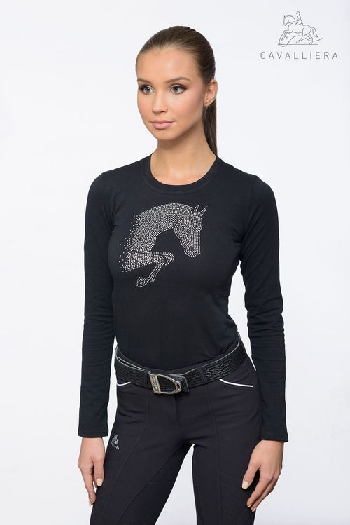 Cavalliera Women's Jumping Star Long Sleeve Tee Shirt - Black