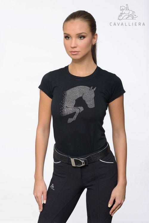 Cavalliera Women's Jumping Star Short Sleeve Tee Shirt - Black