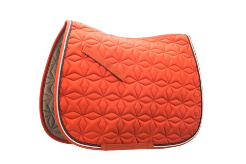 Roma Ecole Star Quilt Close Contact Saddle Pad - Burnt Orange/Brown/Cream