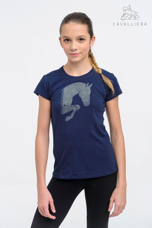Cavalliera Kids' Jumping Star Short Sleeve Tee Shirt - Navy Blue
