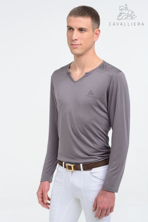 Cavalliera Men's Style Long Sleeve Tee Shirt - Grey