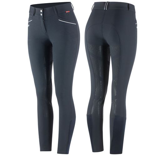 B Vertigo Women's Patricia Silicone Full Seat Breeches - Navy Dark Blue/White