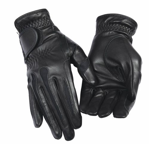 Equine Couture Women's Stretch Leather Riding Gloves - Black