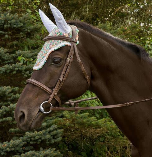 Equine Couture Rainbow Fly Bonnet with Crystals - Multicolor