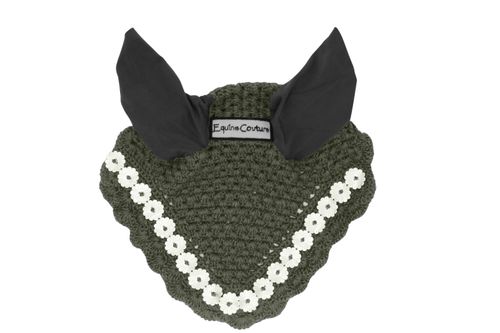 Equine Couture Floral Fly Bonnet - Charcoal