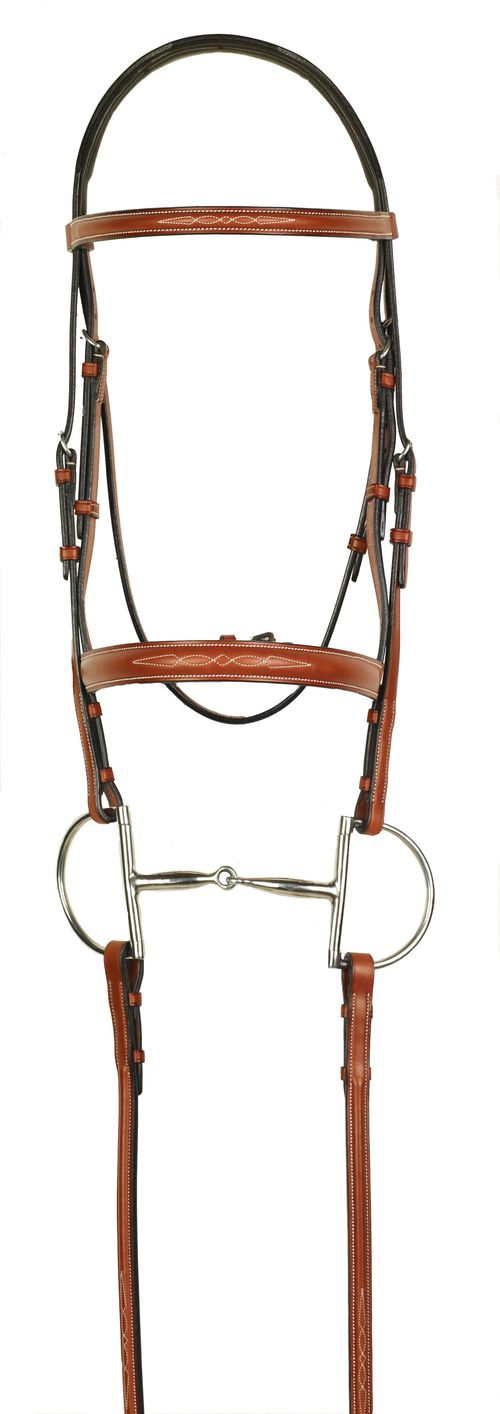 Aramas Fancy Raised Bridle w/Fancy Laced Reins - Chestnut