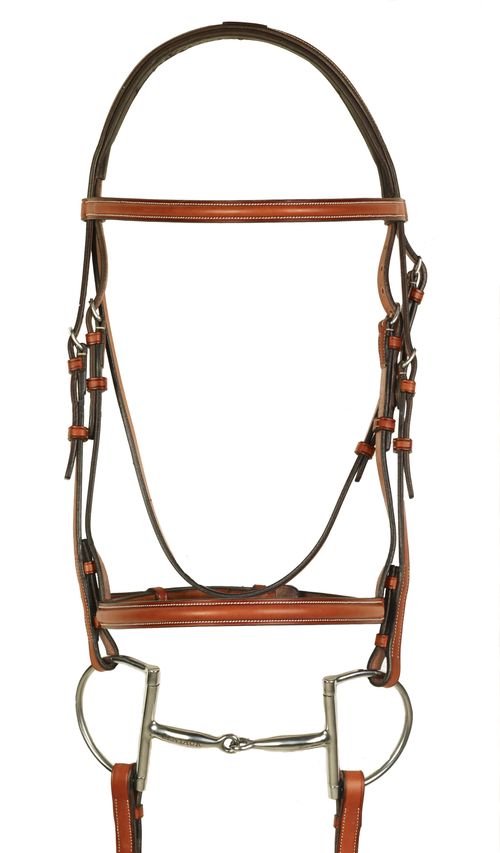 Aramas Plain Raised Padded Bridle w/Raised Rubber Grip Reins - Chestnut