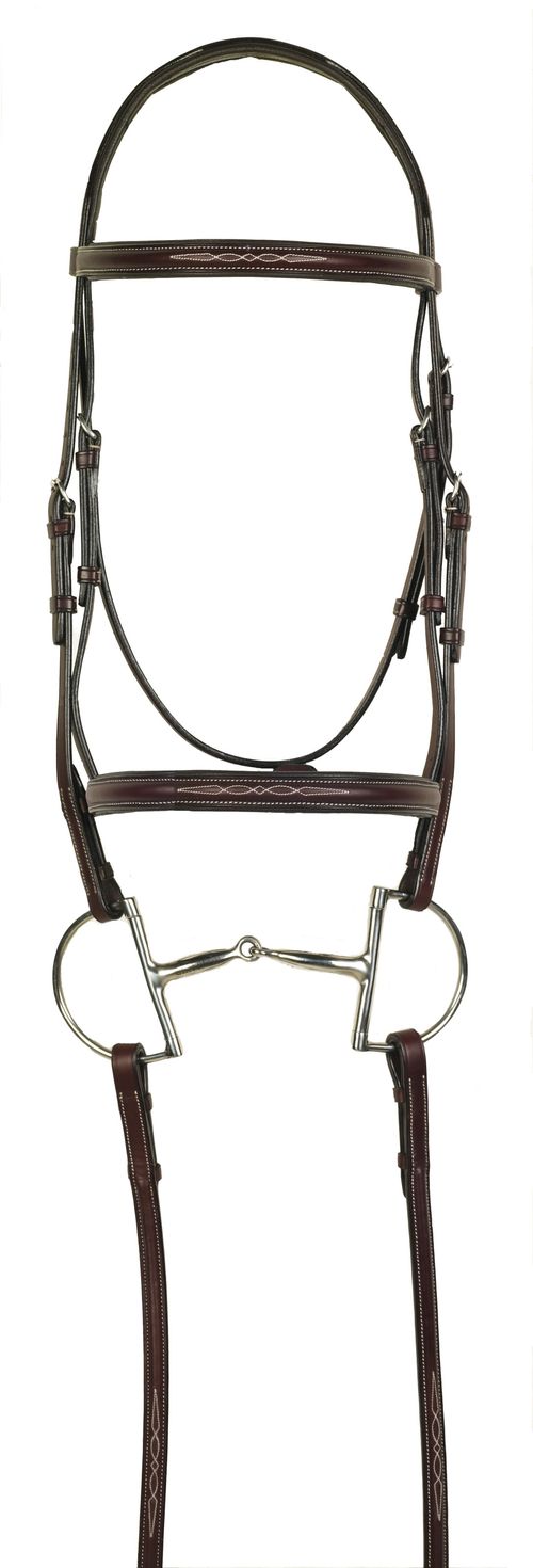 Aramas Fancy Raised Padded Bridle w/Fancy Lace Reins - Chocolate