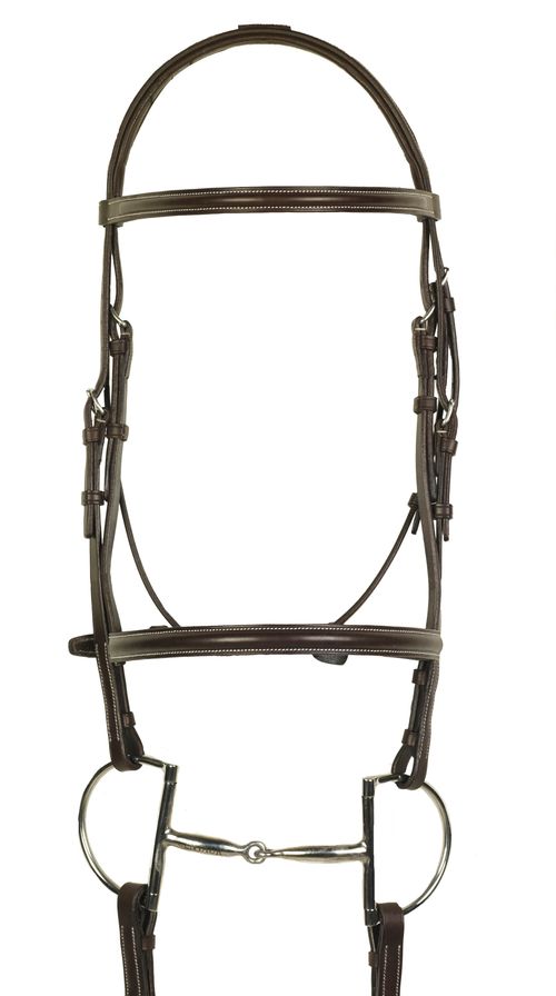 Aramas Plain Raised Padded Bridle w/Raised Rubber Grip Reins - Chocolate