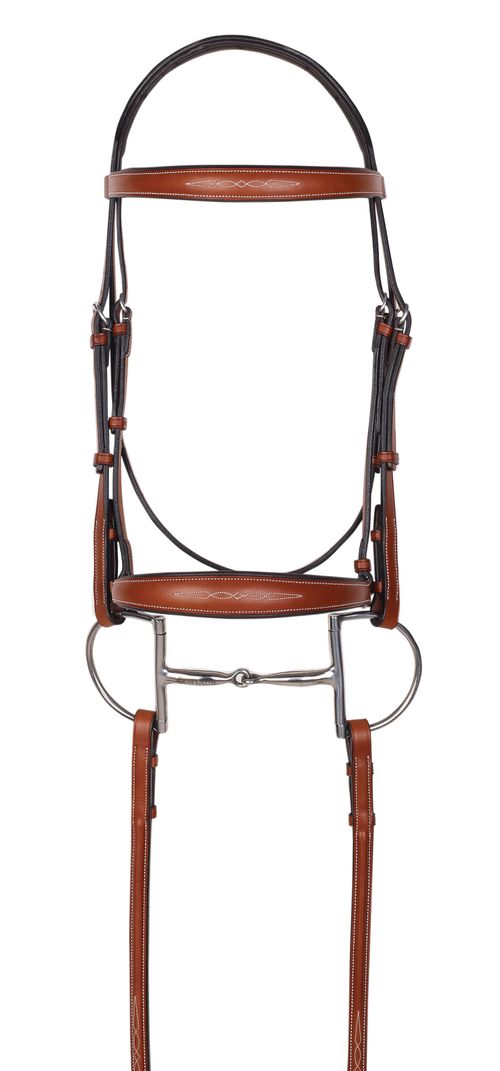 Aramas Mild Raised Z-Shape Bridle w/Rubber Reins - Chestnut