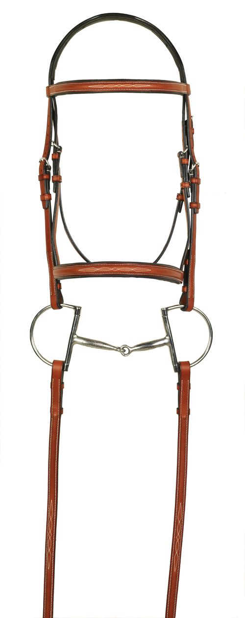 Aramas Fancy Raised Padded Bridle w/Fancy Lace Reins - Chestnut