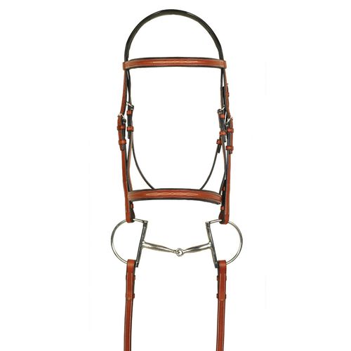 Aramas Fancy Padde Bridle w/Fancy X Long Reins - Chestnut