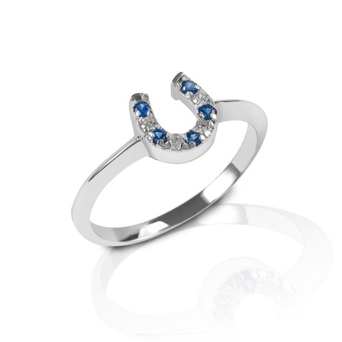 Kelly Herd Horseshoe Ring - Sterling Silver/Blue