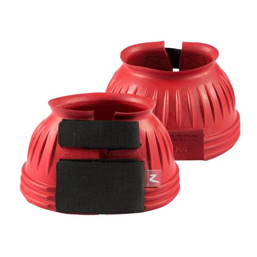 Horze Double Closure Ribbed Rubber Bell Boots - Red