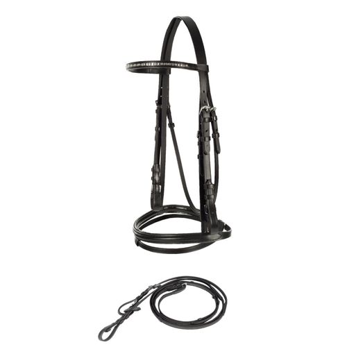 Horze Weston Flash Bridle w/Reins - Black
