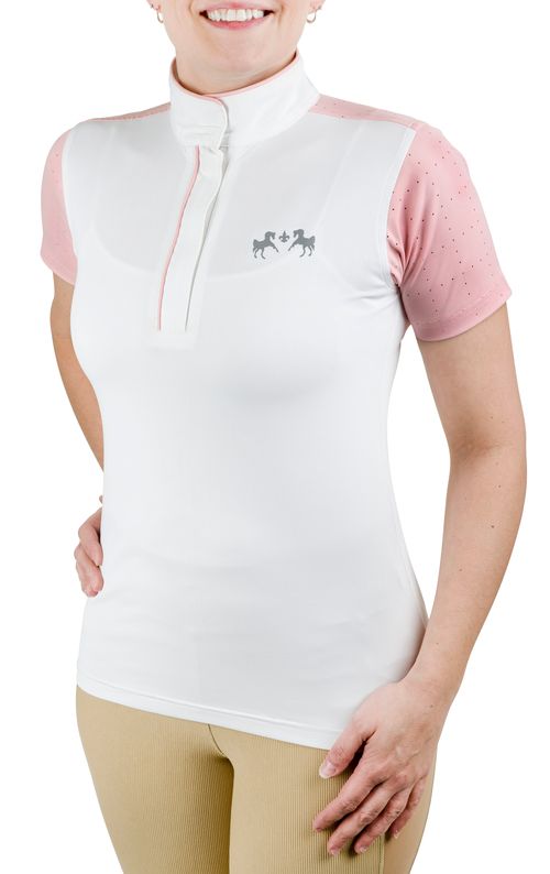 Equine Couture Women's Magda Equicool Short Sleeve Show Shirt - White/Pink