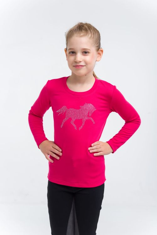 Cavalliera Kids' Crystal Foal Long Sleeve Top - Pink