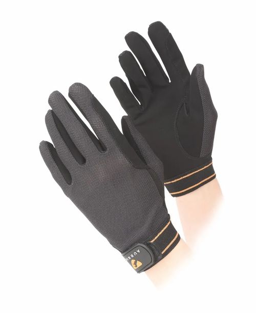 Shires Aubrion Kids' Mesh Riding Gloves - Black