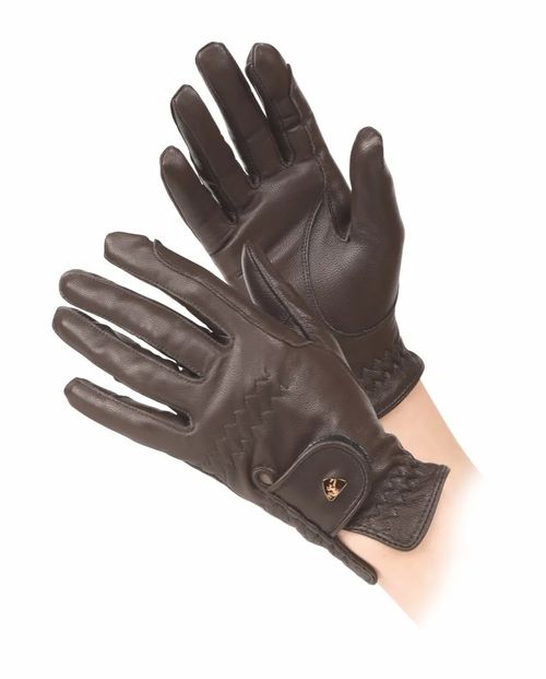 Shires Aubrion Leather Riding Gloves - Brown