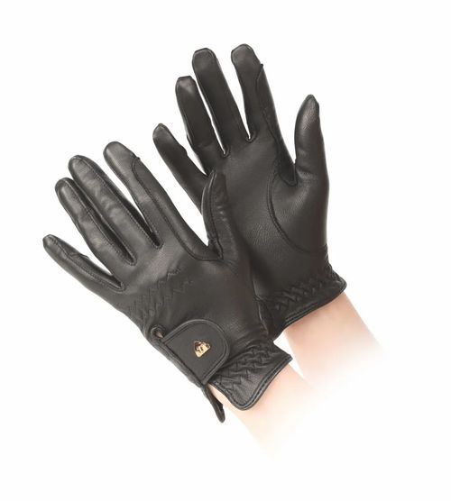 Shires Aubrion Kids' Leather Riding Gloves - Black