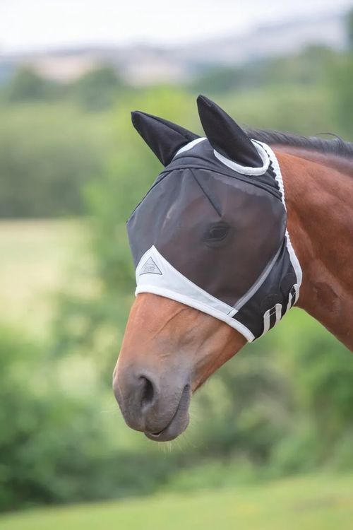 Shires Fine Mesh Fly Mask w/Ears - Black