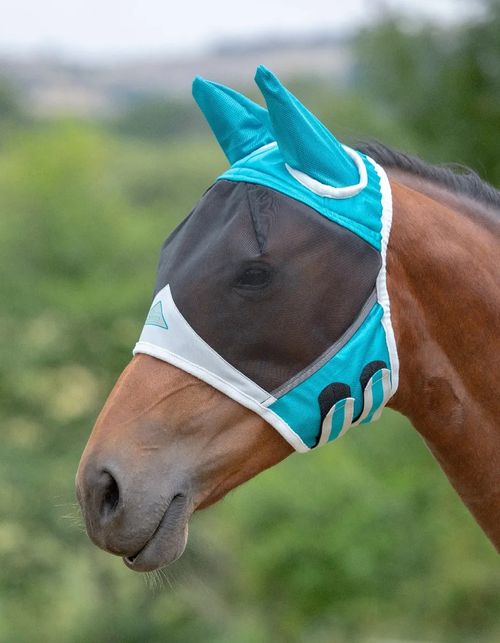 Shires Fine Mesh Fly Mask w/Ears - Teal