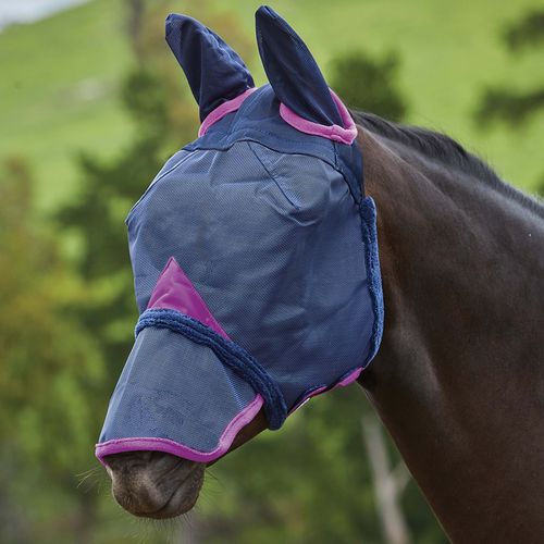 Weatherbeeta Comfitec Durable Mesh Mask w/Ears & Nose - Navy/Purple