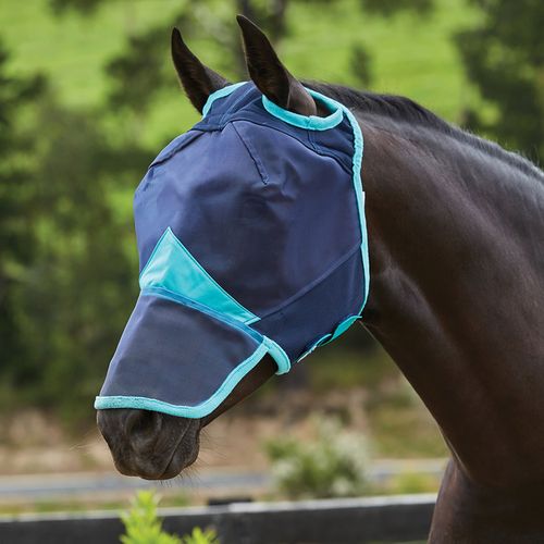 Weatherbeeta Comfitec Fine Mesh Mask w/Nose - Navy/Turquoise