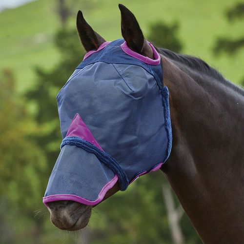 Weatherbeeta Comfitec Durable Mesh Mask w/Nose - Navy/Purple