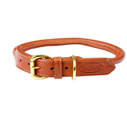 Weatherbeeta Rolled Leather Dog Collar - Tan