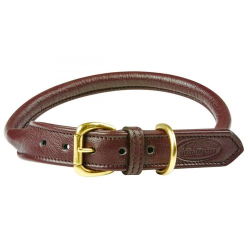 Weatherbeeta Rolled Leather Dog Collar - Brown