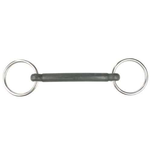 Horze Rubber Mullen Mouth Loose Ring Snaffle Bit - Black