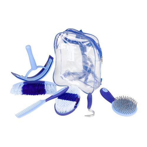 Horze Sweet Grooming Set in Carry Bag - Blue/Light Blue