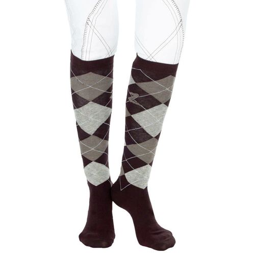 Horze Holly Argyle Socks - Dark Brown