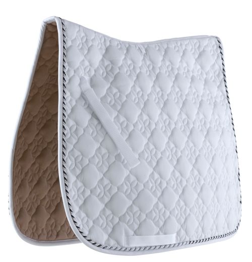 Roma Ecole Flower Diamond Quilt Dressage Saddle Pad - White/Black/Silver