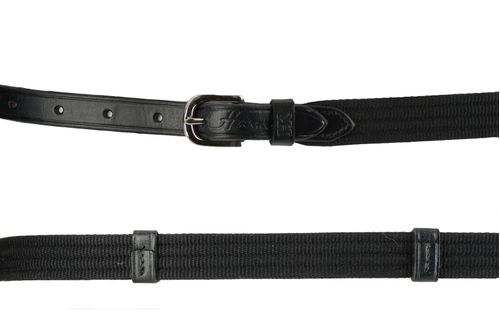 Harmohn Kraft Web Leather Strap Belt 5/8in - Black