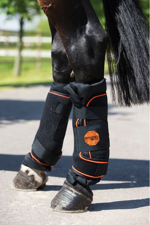 Rambo Ionic Stable Boots Pair - Black/Black/Orange Stripe