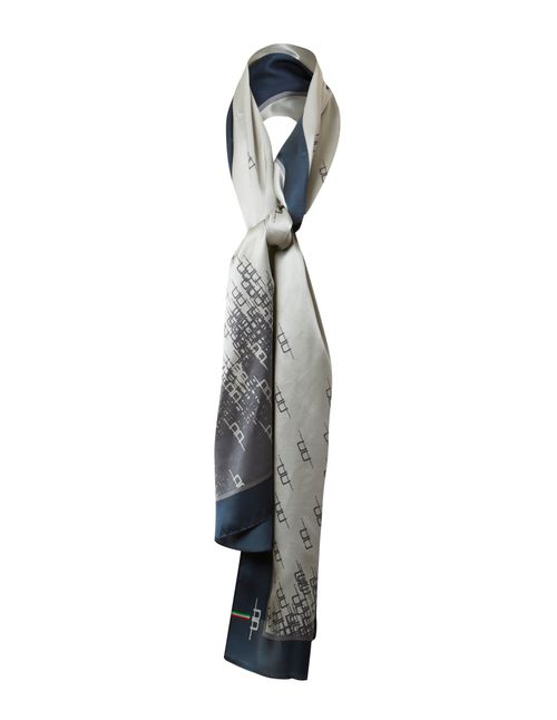 Alessandro Albanese Silk Scarf - Navy/Grey